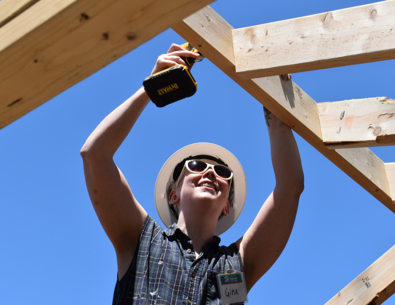 Gina Leigh shows the power of pride during Sussex County Habitat’s Pride Build in Milford. SUBMITTED PHOTOS